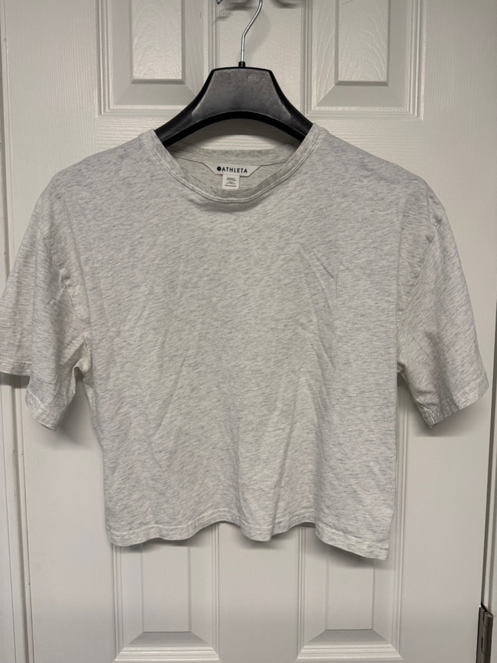 Athleta Light Gray Short Sleeve Crop Tee